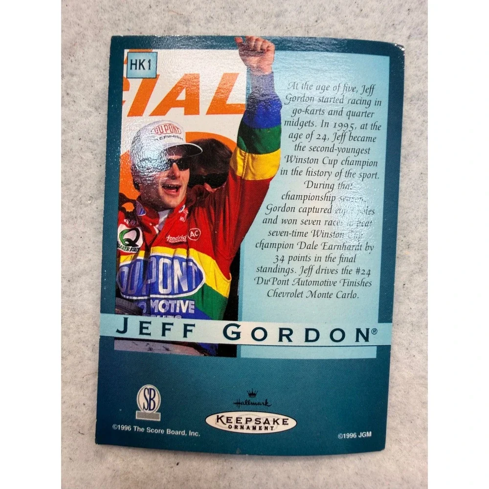New Hallmark 1997 Jeff Gordon Stock Car Champions Ornament Series 1 Trading Card